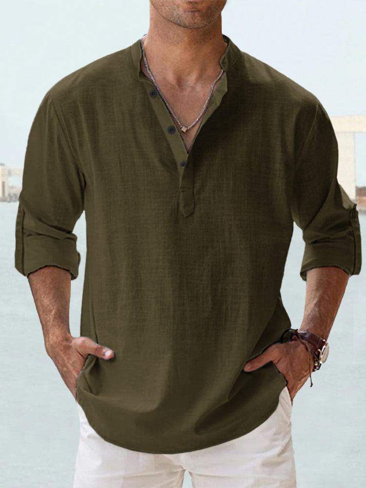 Men's Long Sleeve T Shirt with Stand-up Collar