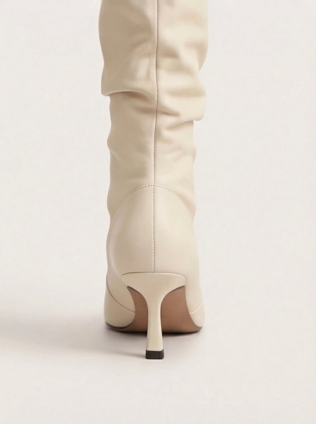 Women's High Heel Boots – Mid-Calf Elegant Style with Soft Wrinkled Shaft
