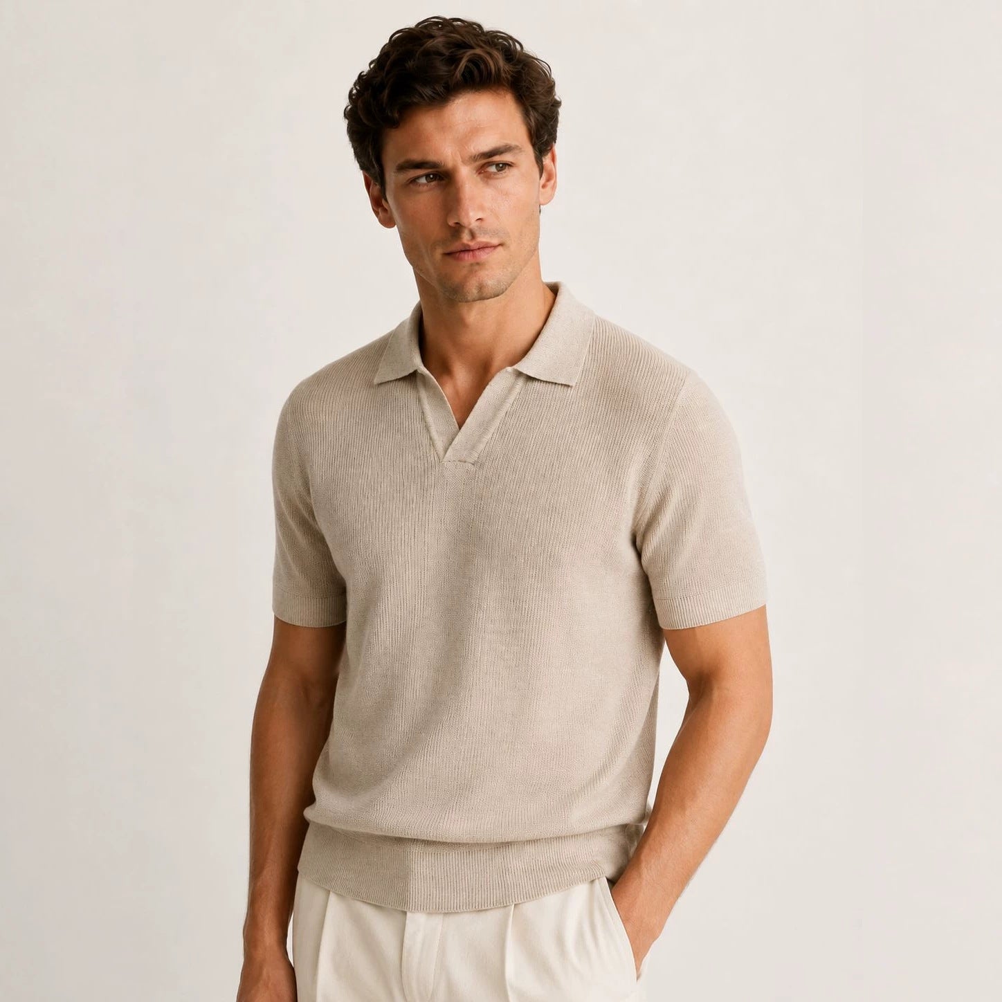 Men's Breathable Linen Blend Polo Shirt