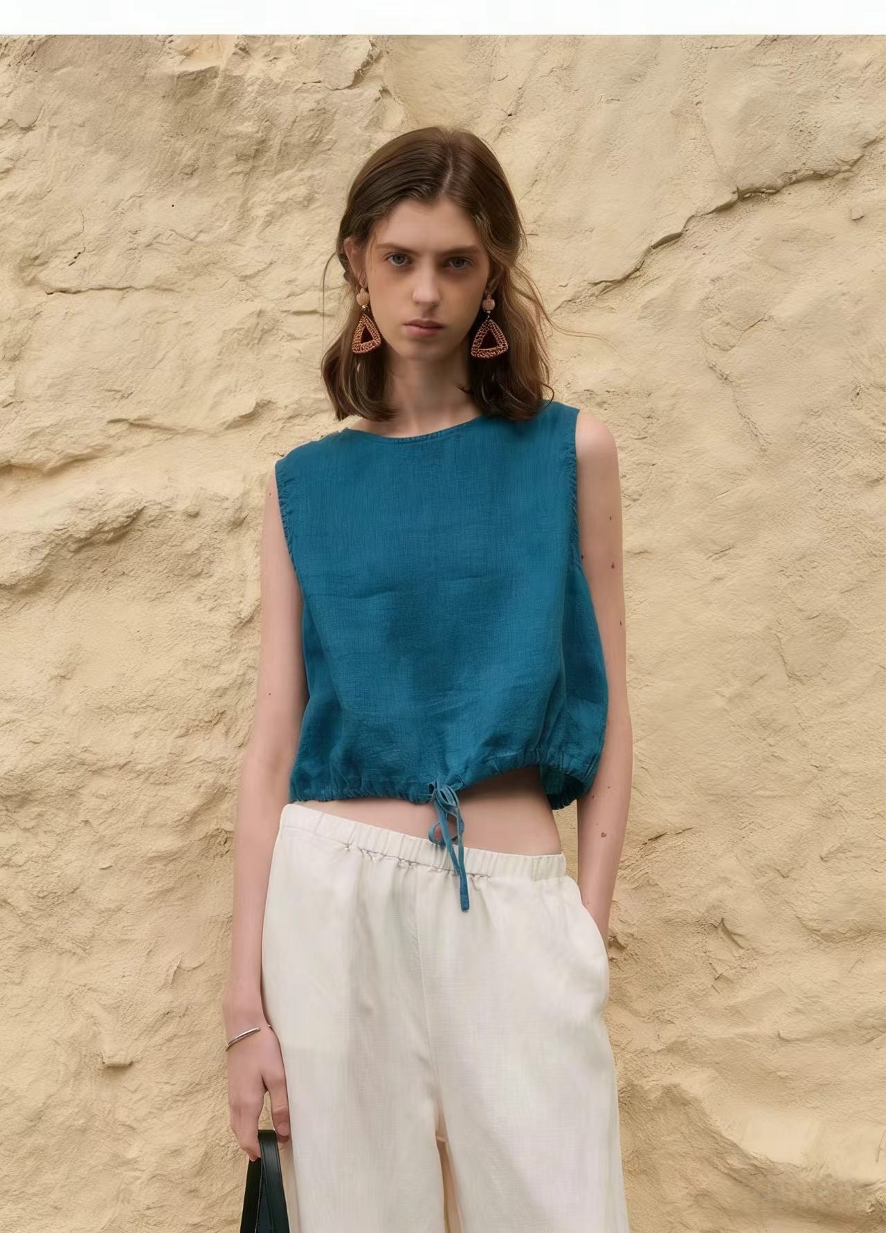 Women's Casual Sleeveless Drawstring Top
