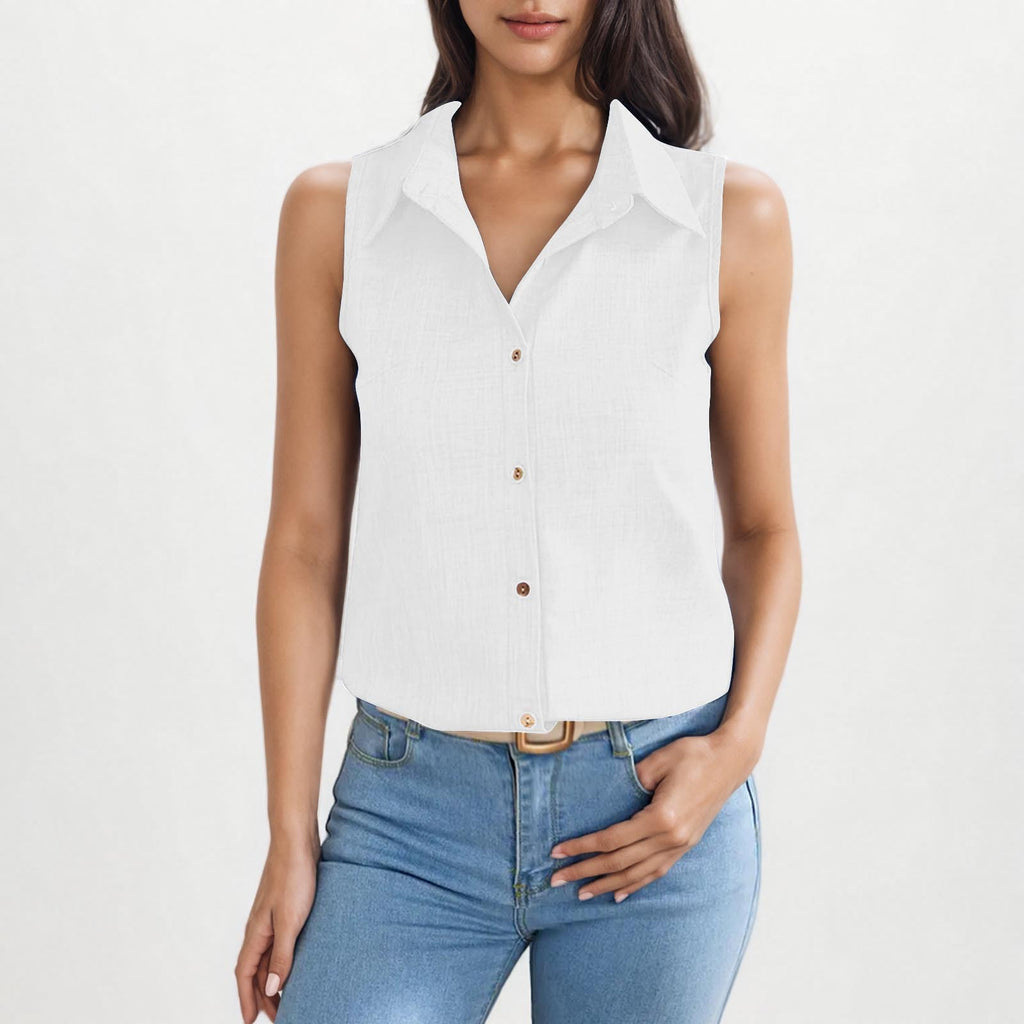 Women's Button Sleeveless Shirt