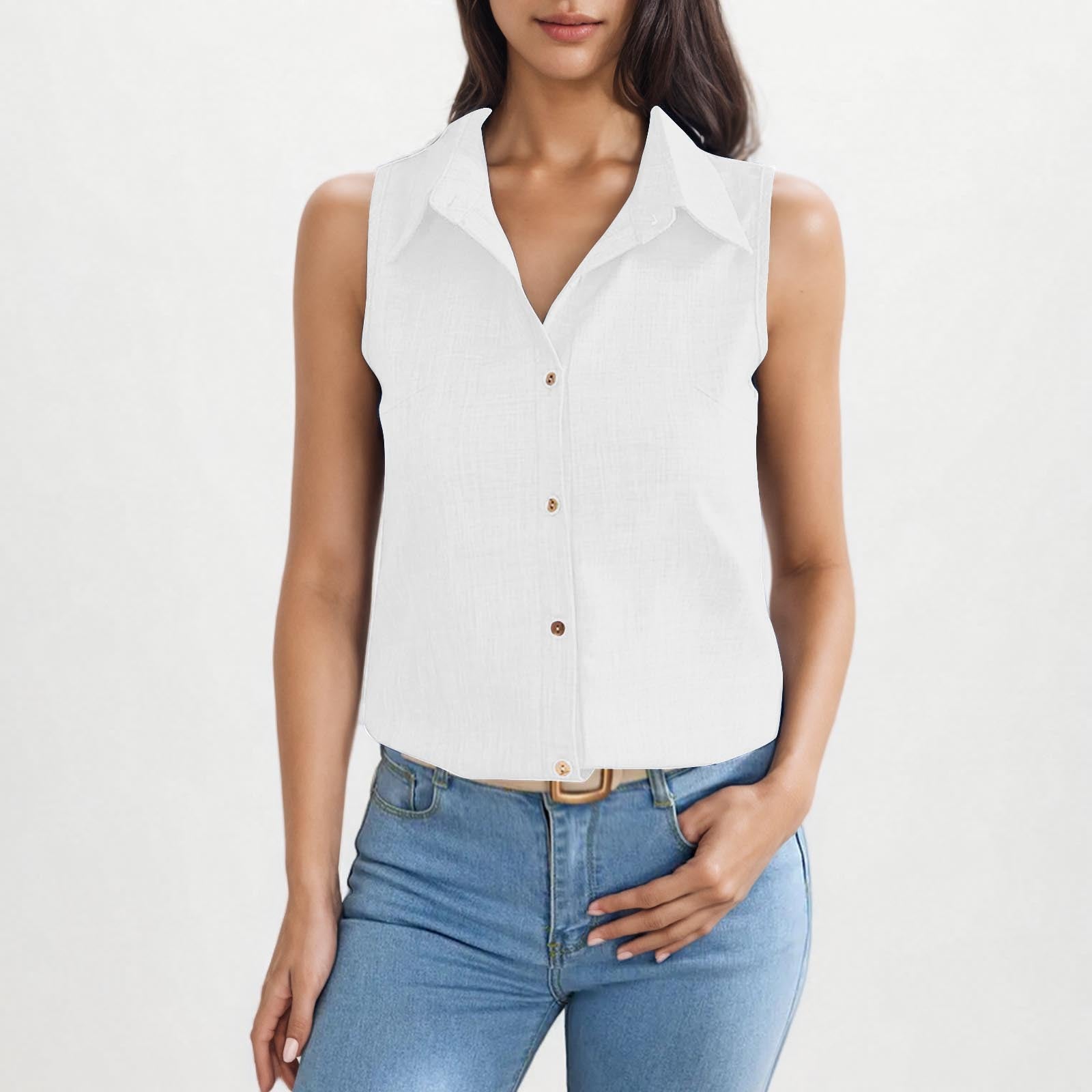 Women's Button Sleeveless Shirt