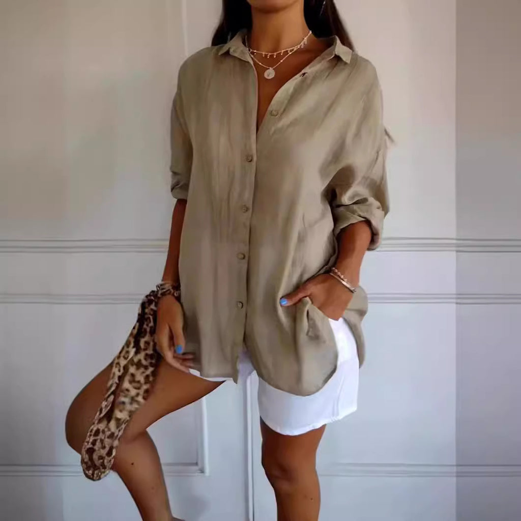 Women's Pleated Long Sleeve Shirt