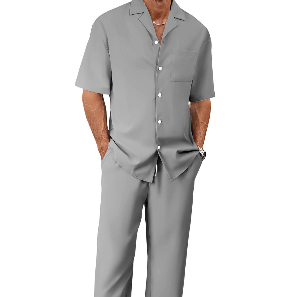 Men's Short Sleeve Shirt and Trousers Set