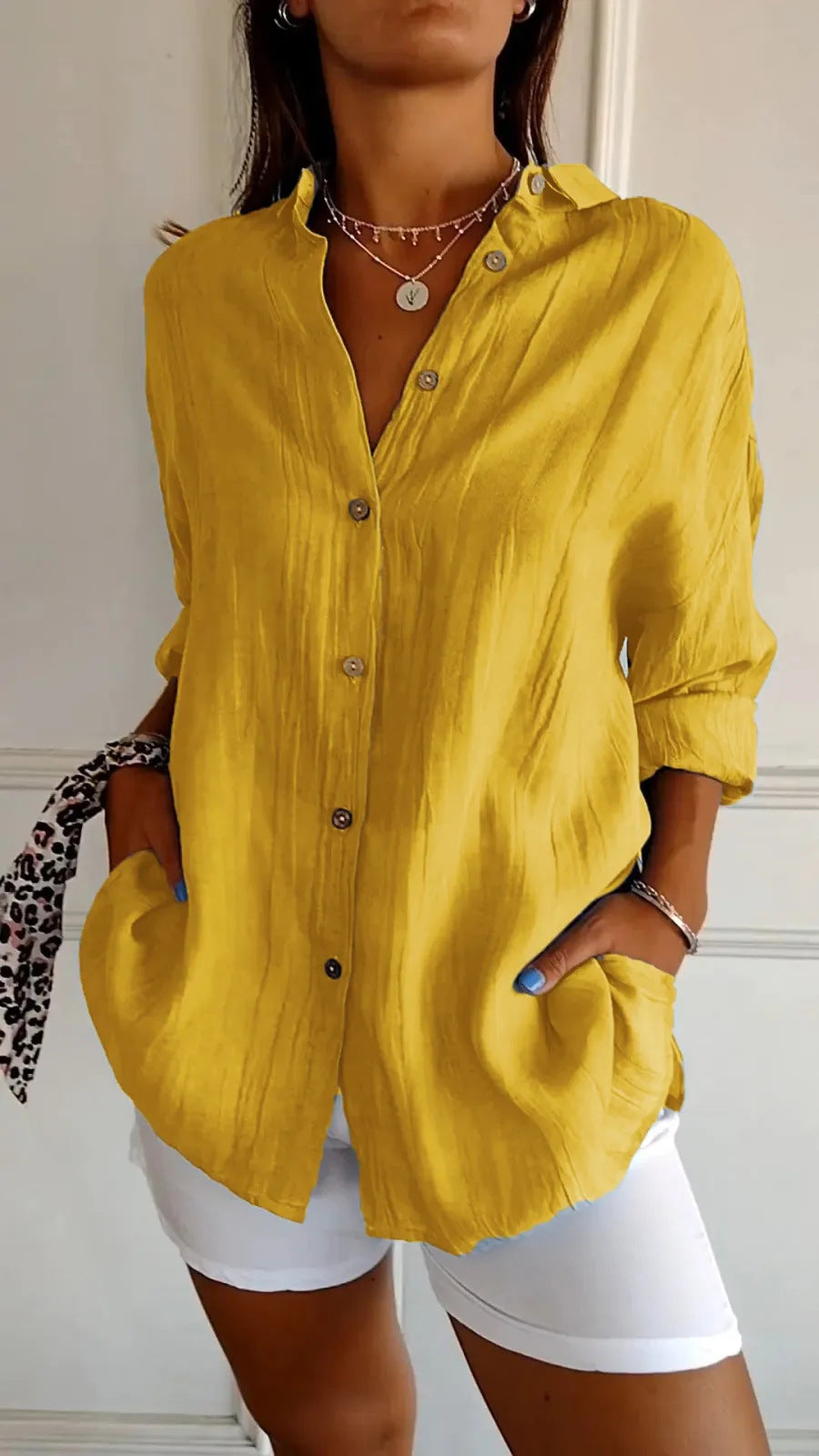 Women's Pleated Long Sleeve Shirt
