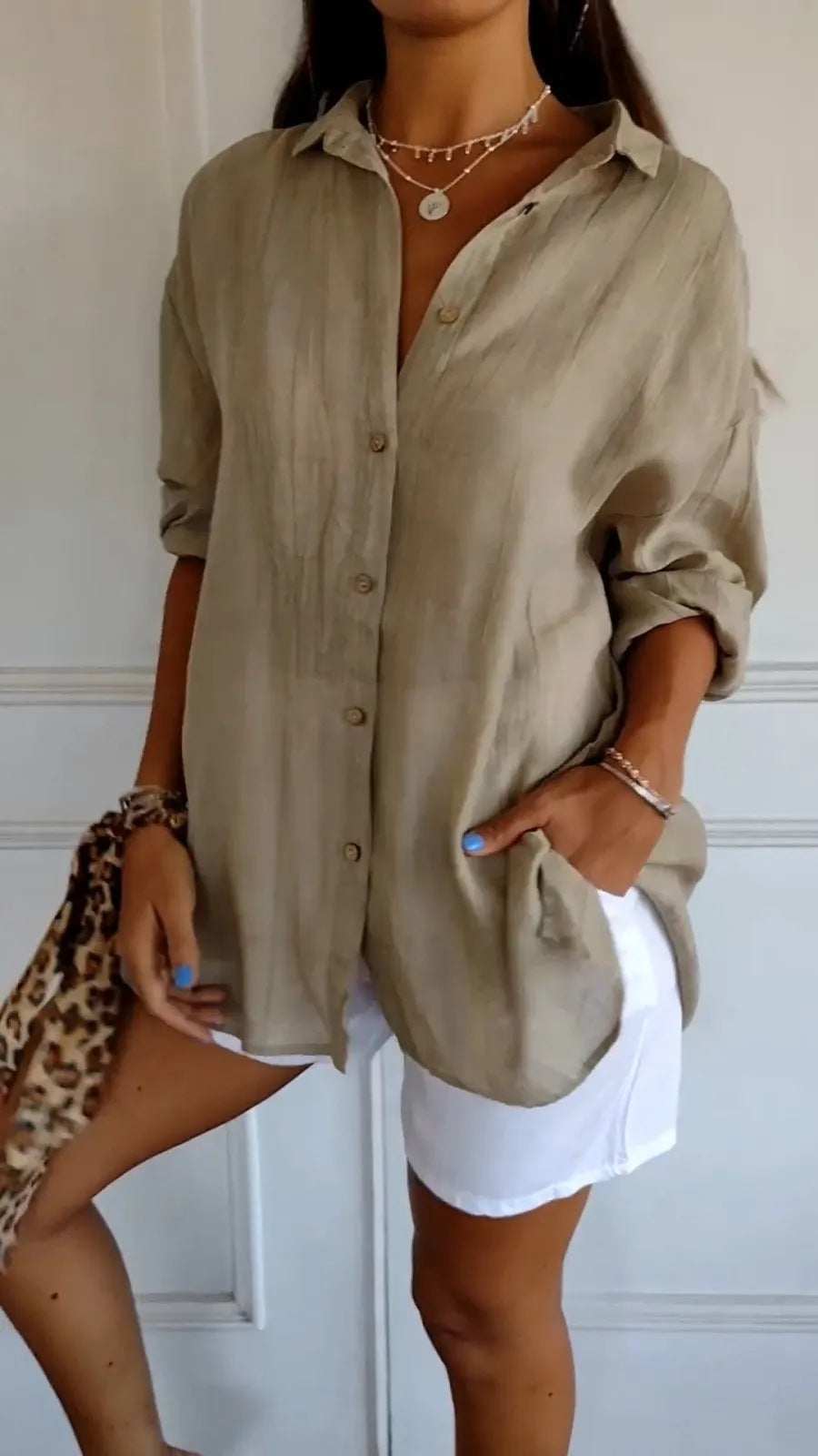 Women's Pleated Long Sleeve Shirt