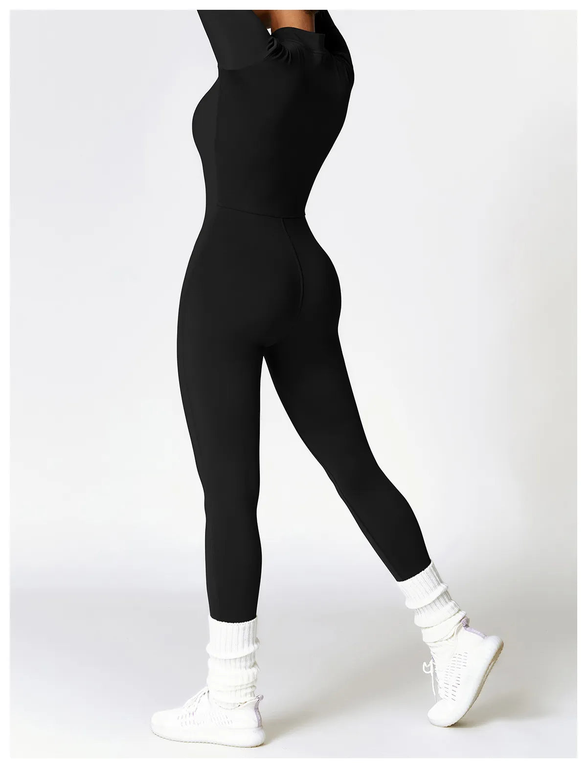 Women's Long Sleeve Zipper Jumpsuit for Fitness Activities