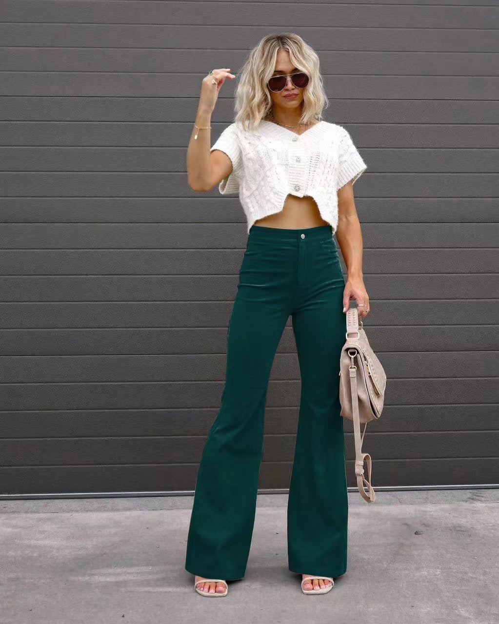 Women's Corduroy Slim-Fit Flared Trousers