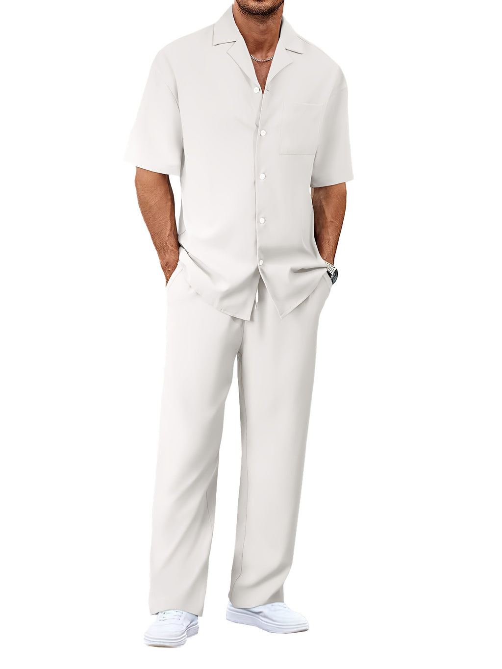 Men's Short Sleeve Shirt and Trousers Set