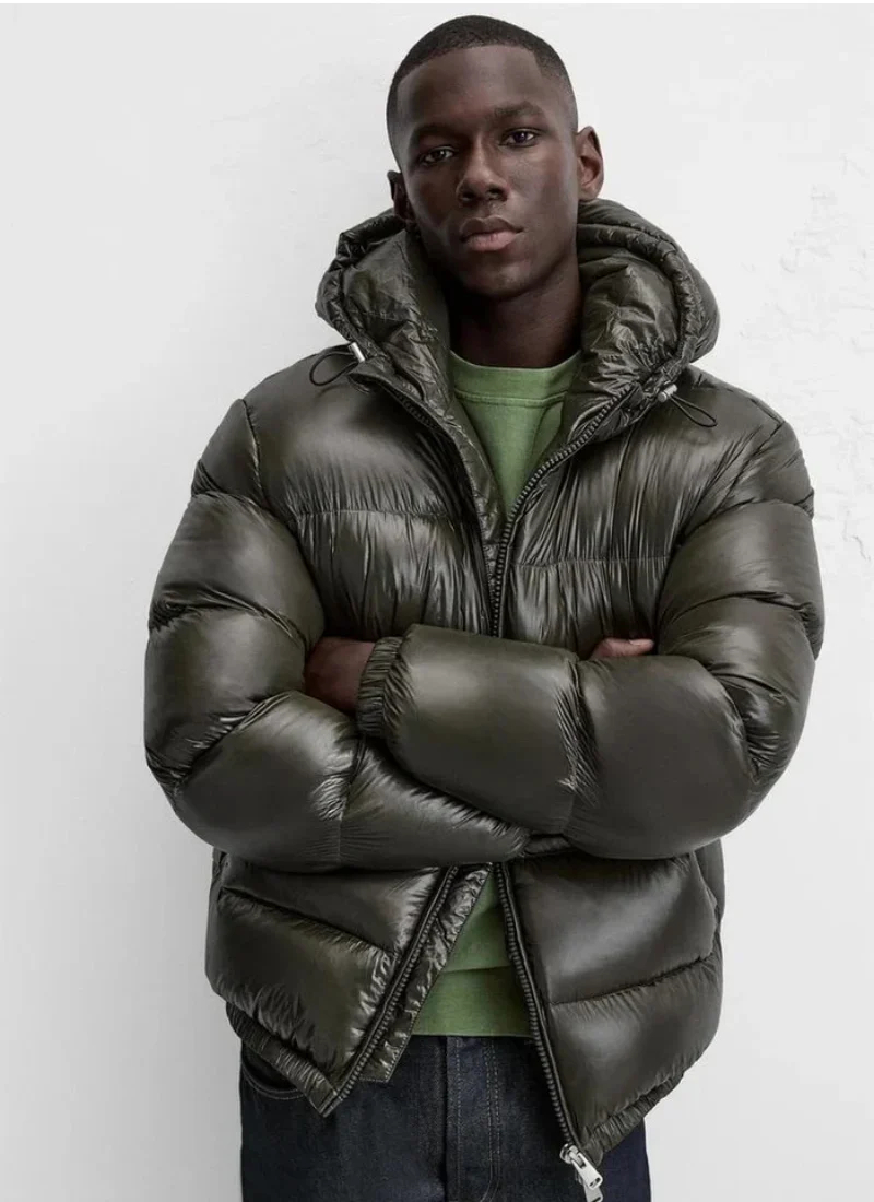 Men's Puffer Jacket – Quilted & Stylish with Warm Sherpa Lining