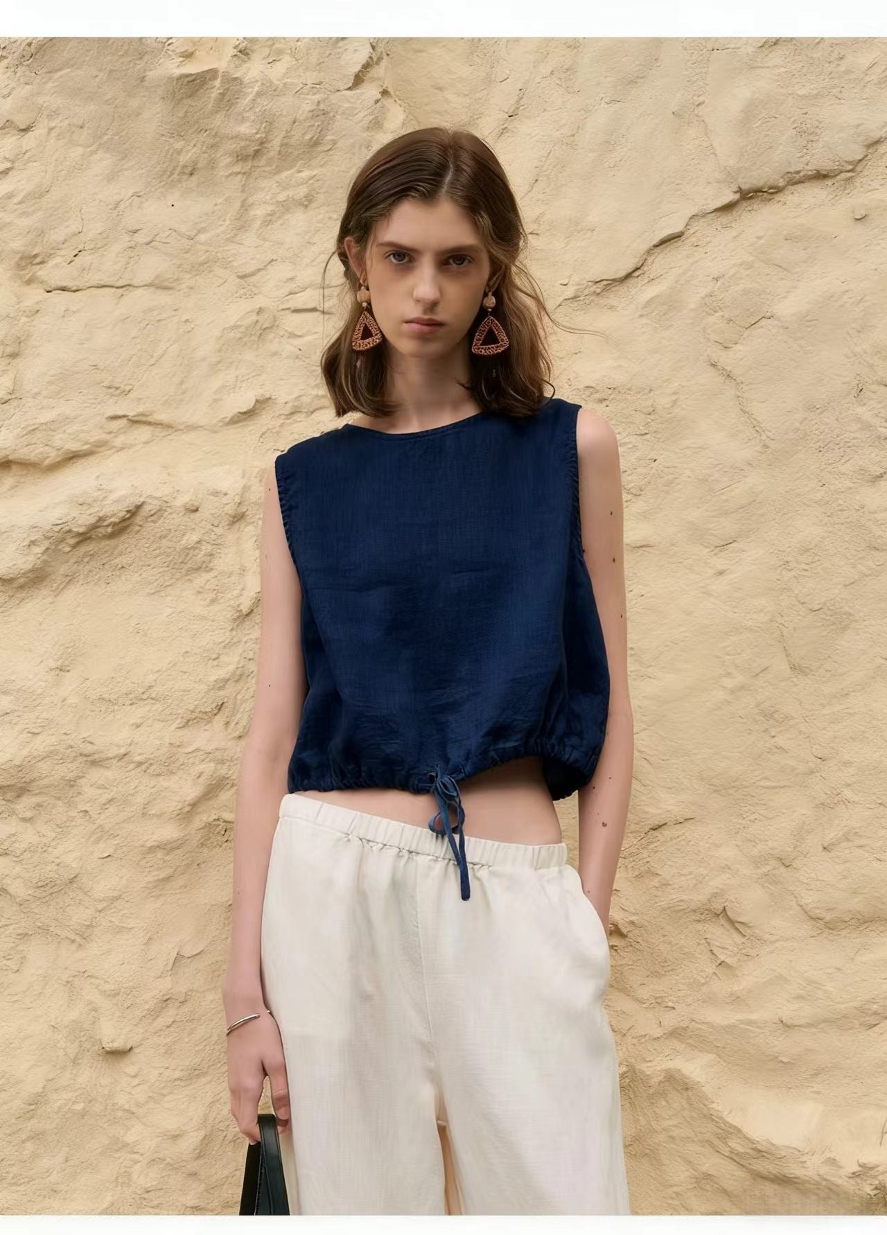 Women's Casual Sleeveless Drawstring Top