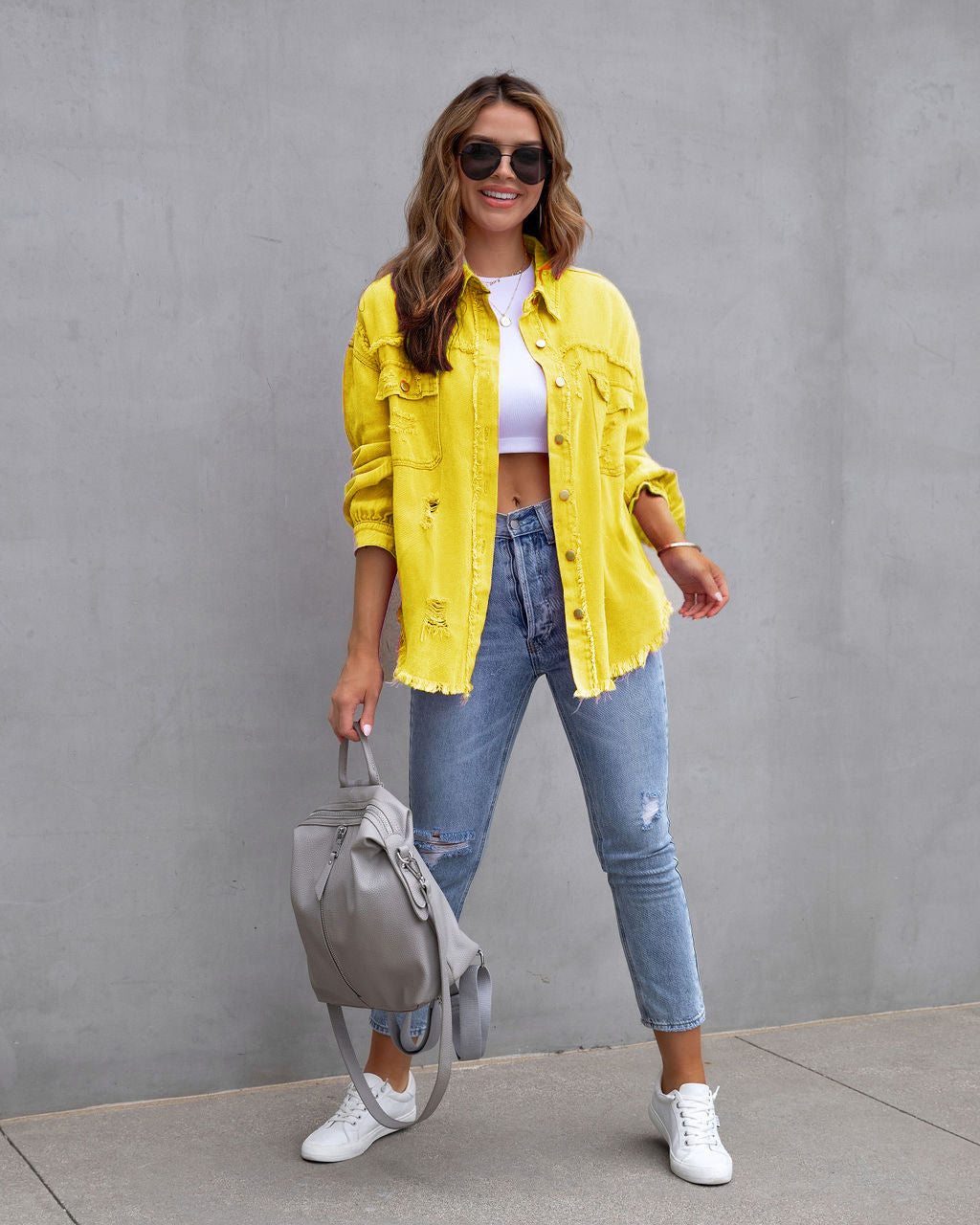 Women's Casual Ripped Shirt Jacket for Stylish Everyday Wear