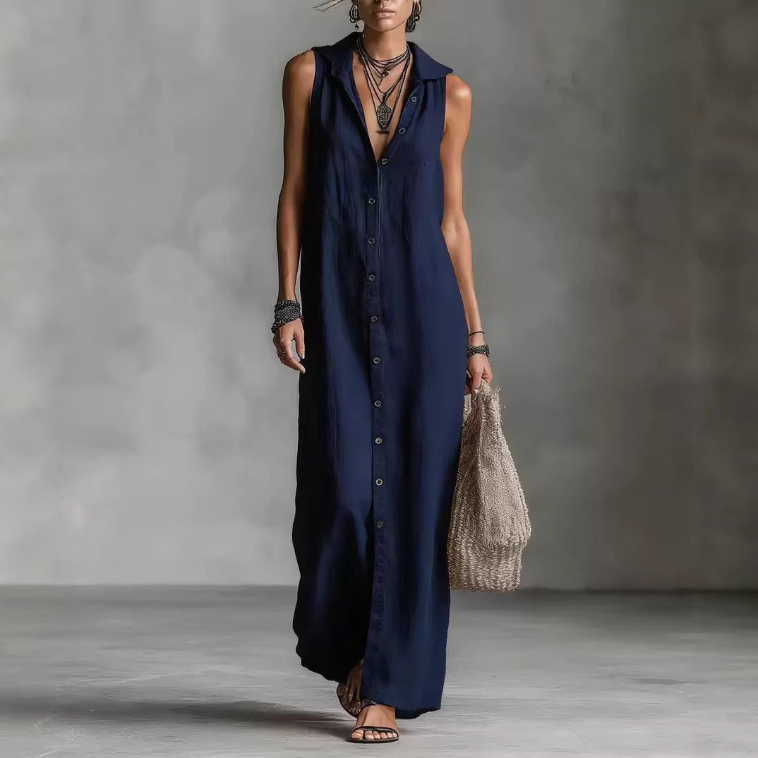 Women's Maxi Dress with Sleeveless Design