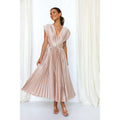Women's V-Neck Pleated Summer Maxi Dress