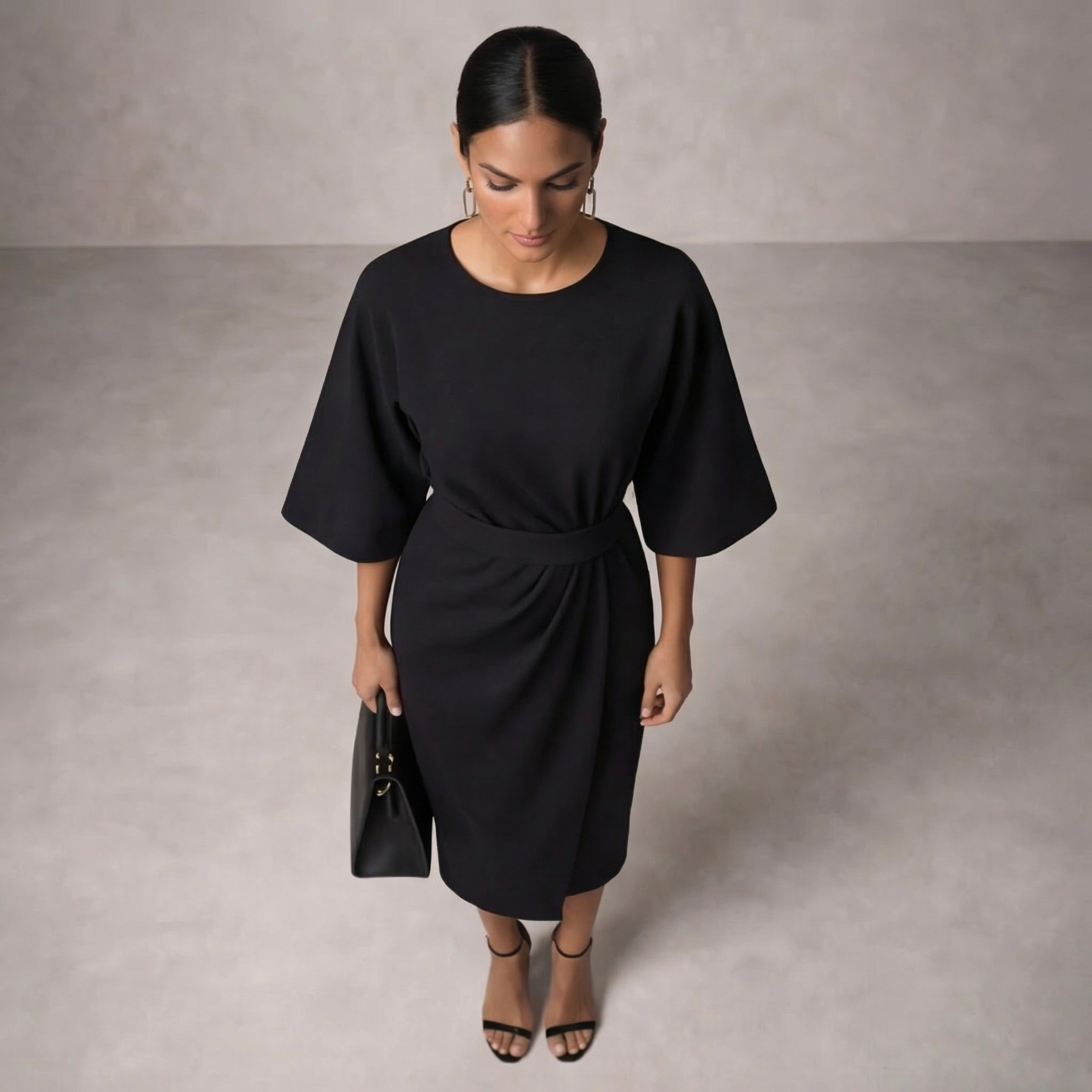 Women's Midi Dress Elegant Design with Waist Belt for Formal and Casual Wear
