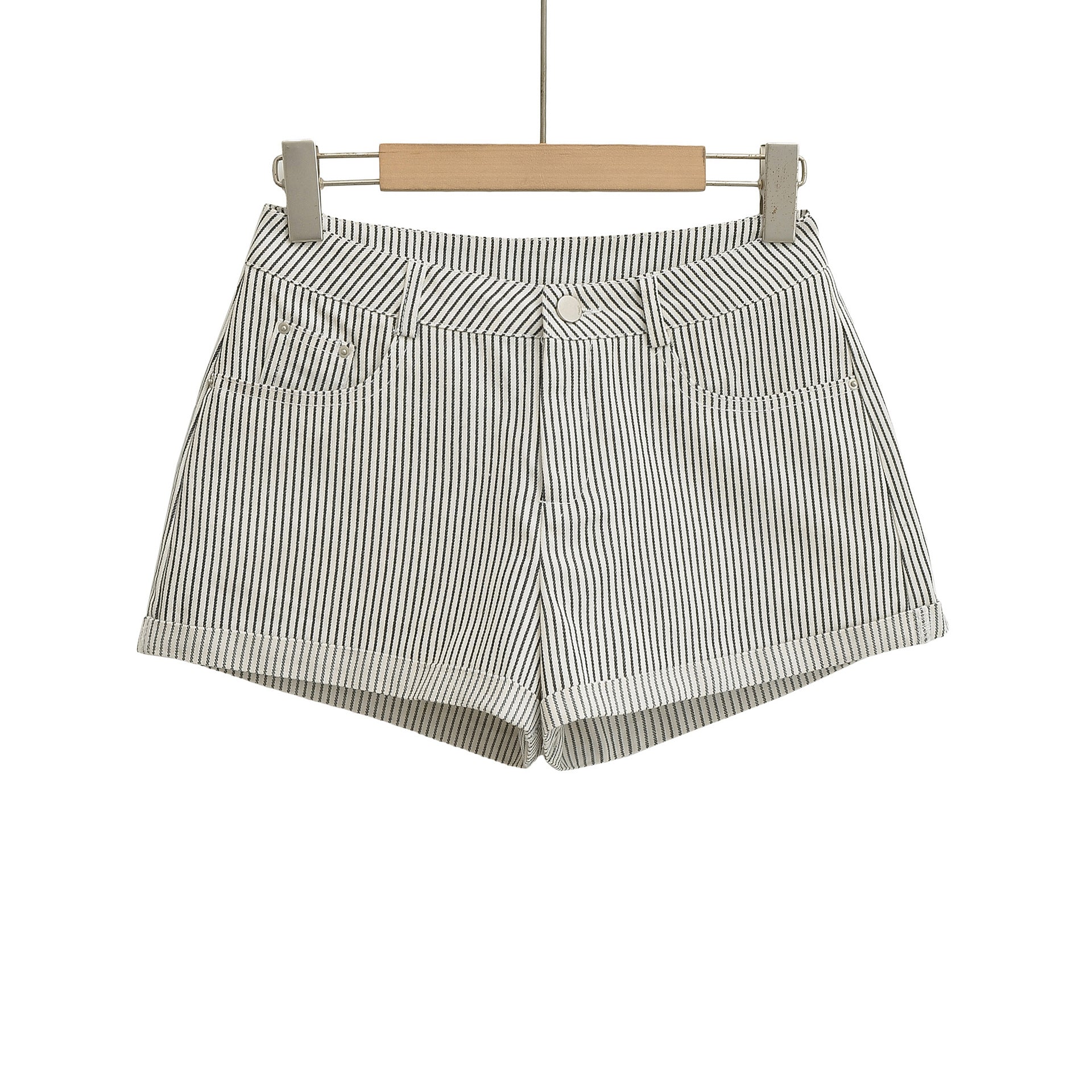 Women's Striped A-Line Denim Shorts