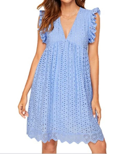 Women's Lace Cutout V-Neck Summer Dress