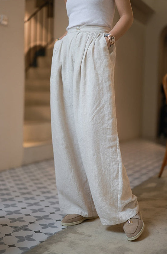 Womens High Waist Wide Leg Pants with Relaxed Fit