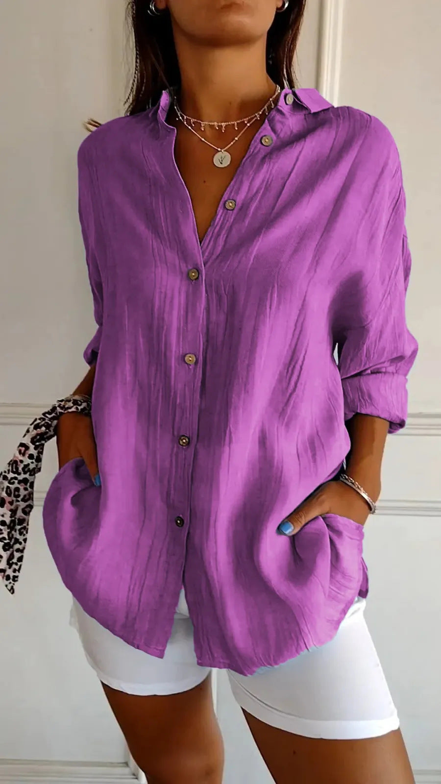 Women's Pleated Long Sleeve Shirt