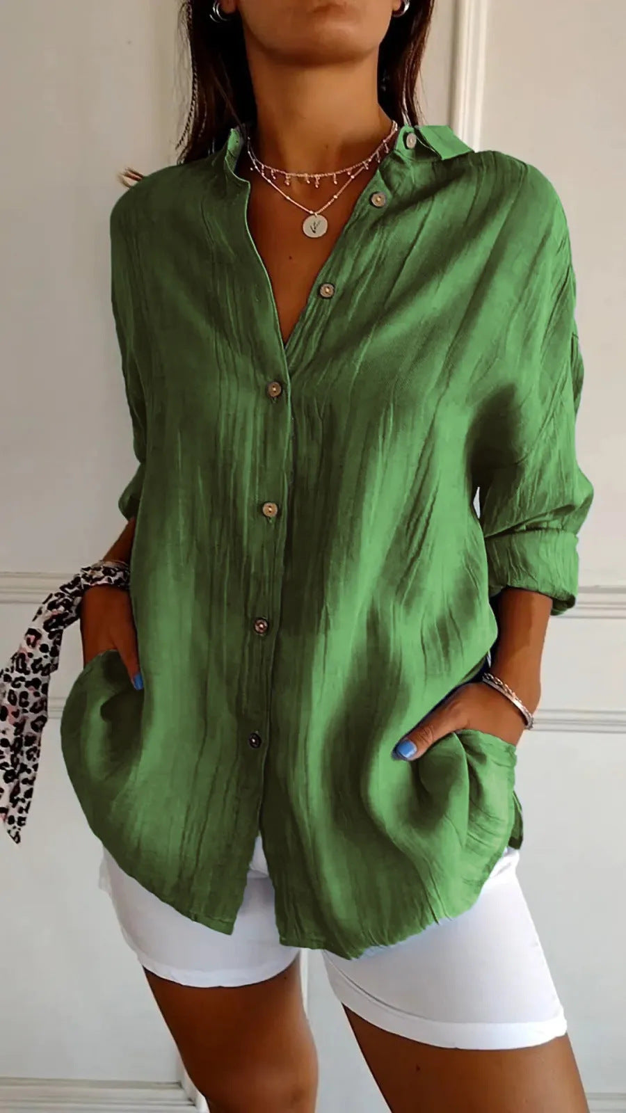 Women's Pleated Long Sleeve Shirt