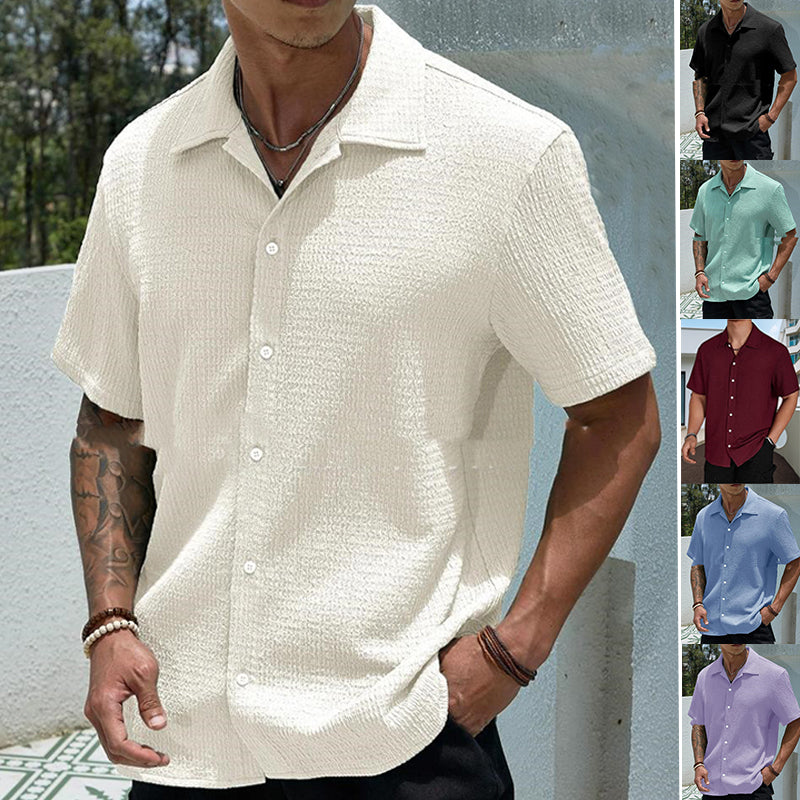 Men's Casual Short Sleeve Button-Up Shirt