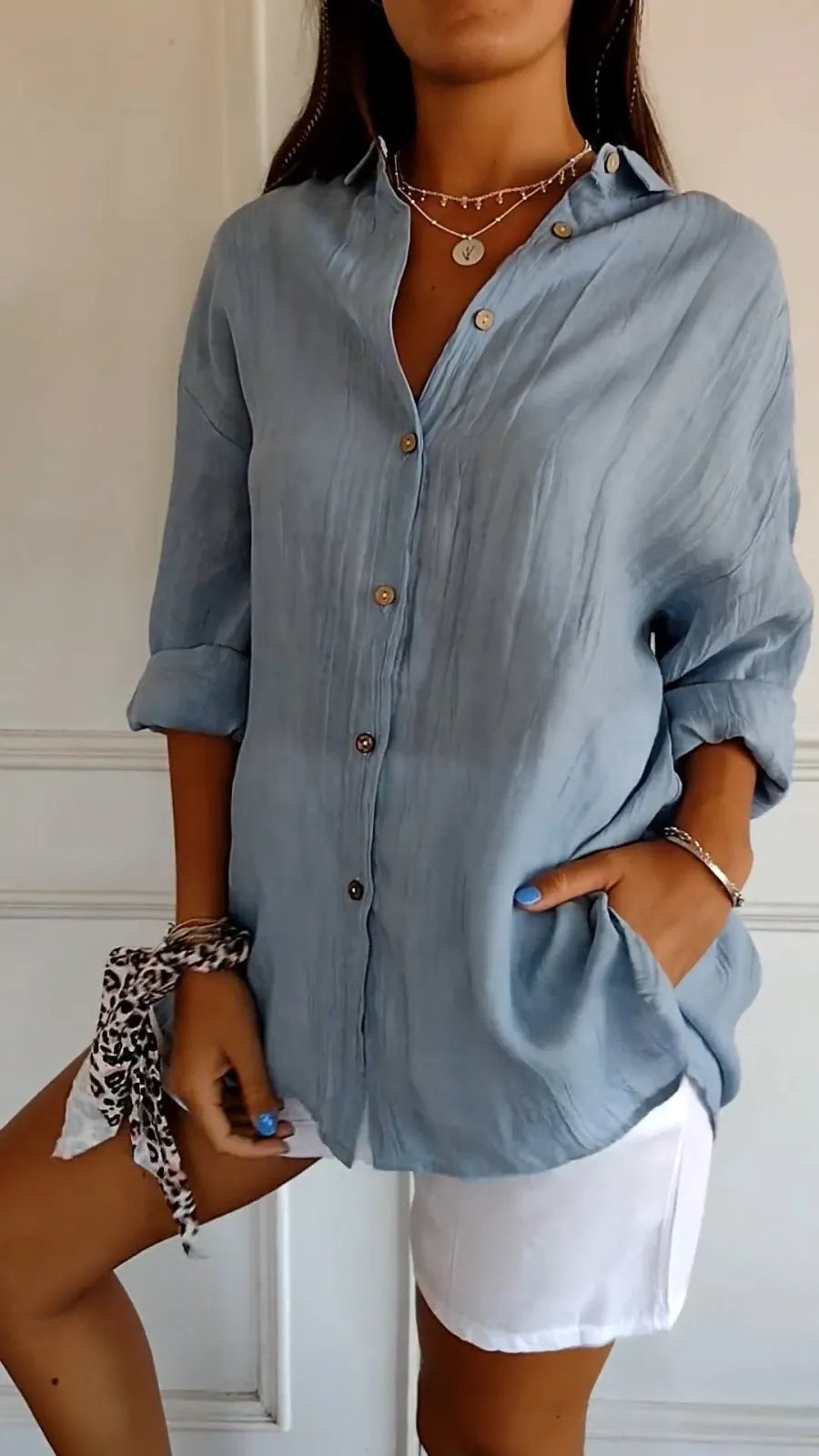 Women's Pleated Long Sleeve Shirt