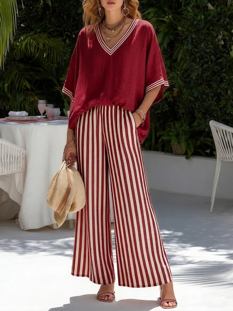 Women's Striped Casual Trousers Outfit