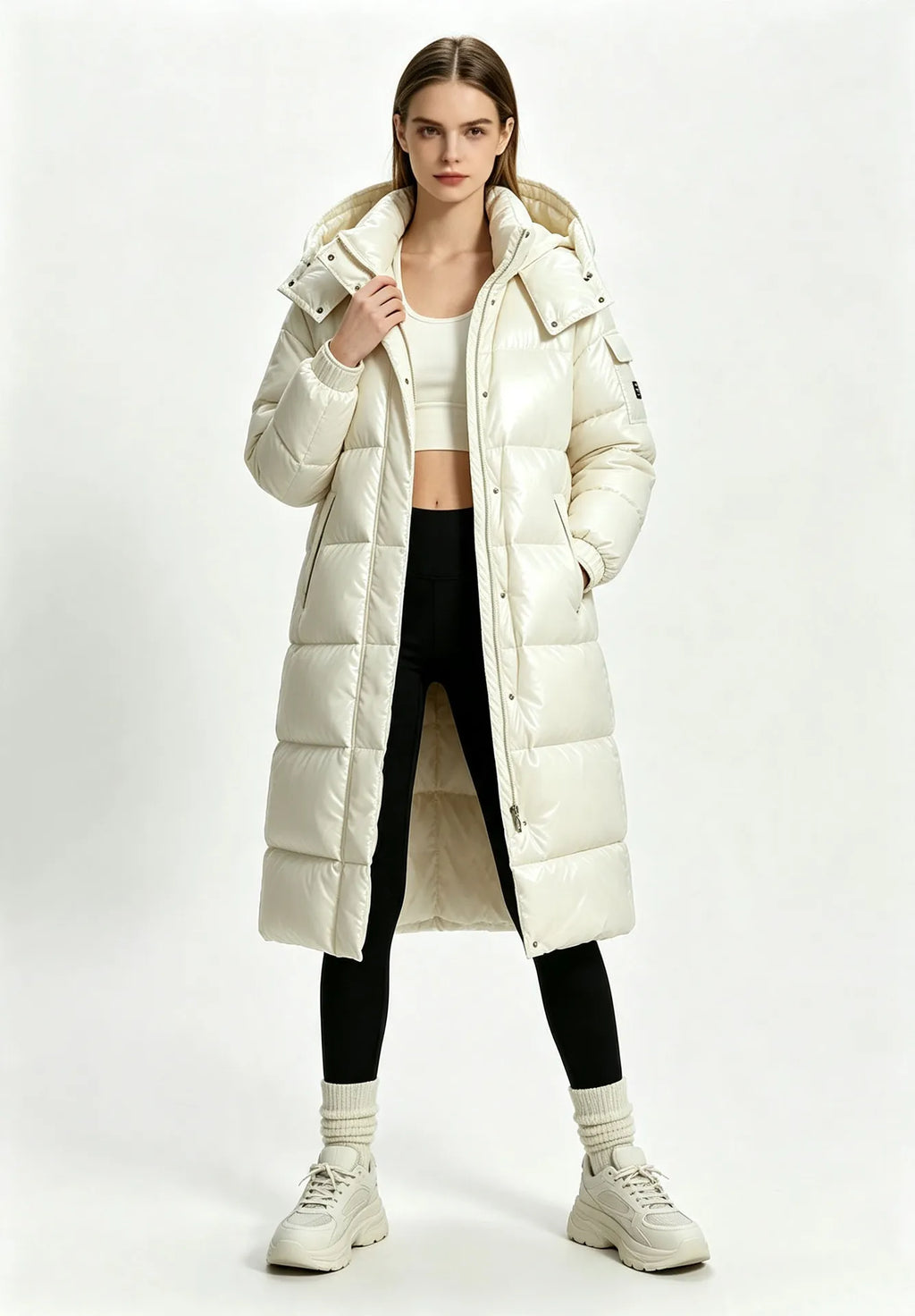 Damen-Winterparka mit Kapuze und Steppung