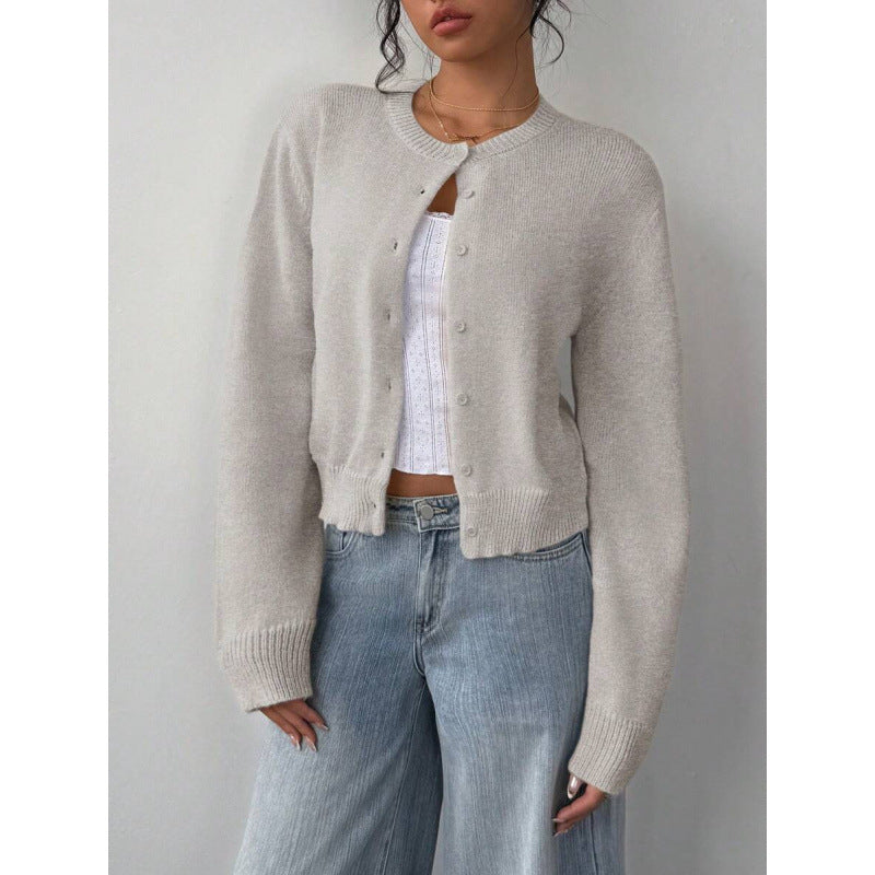 Women's Long Sleeved Knitted Cardigan