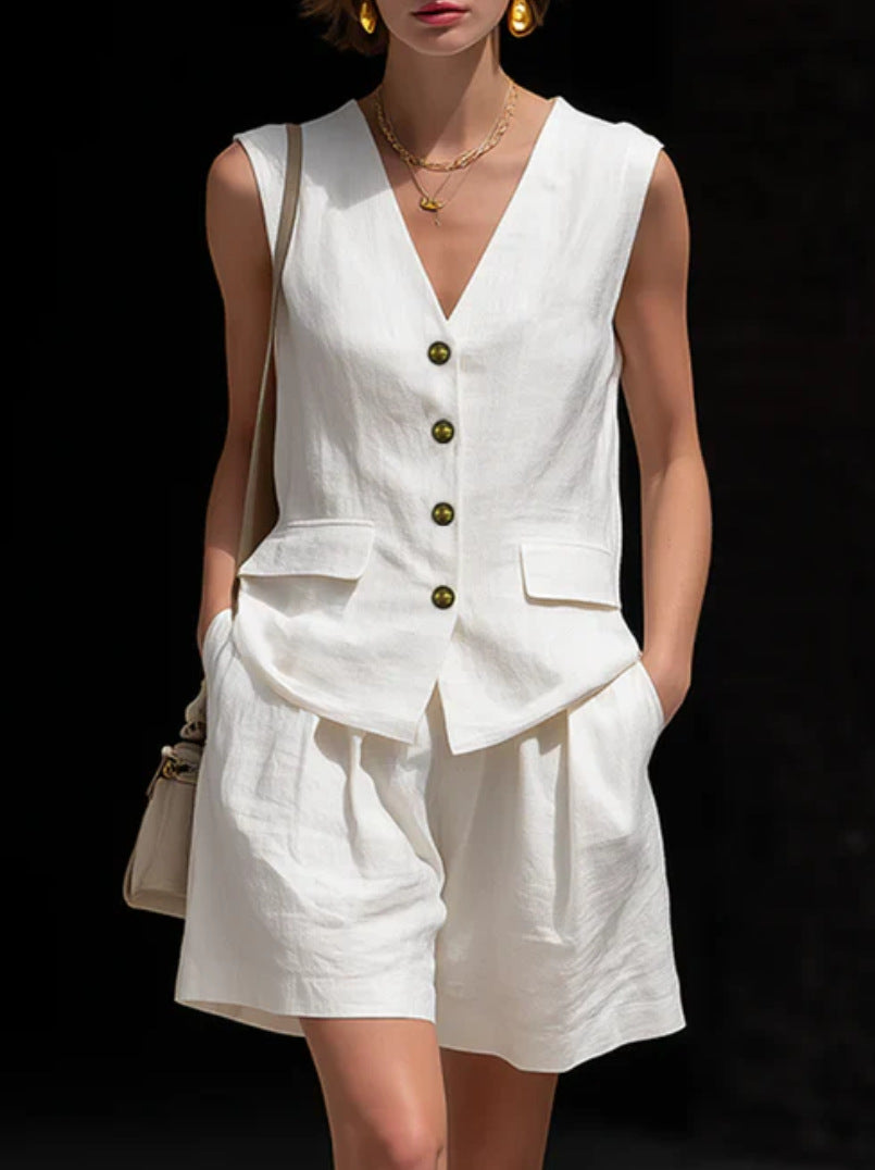 Women's Elegant Vest Top and Shorts Two-Piece Set