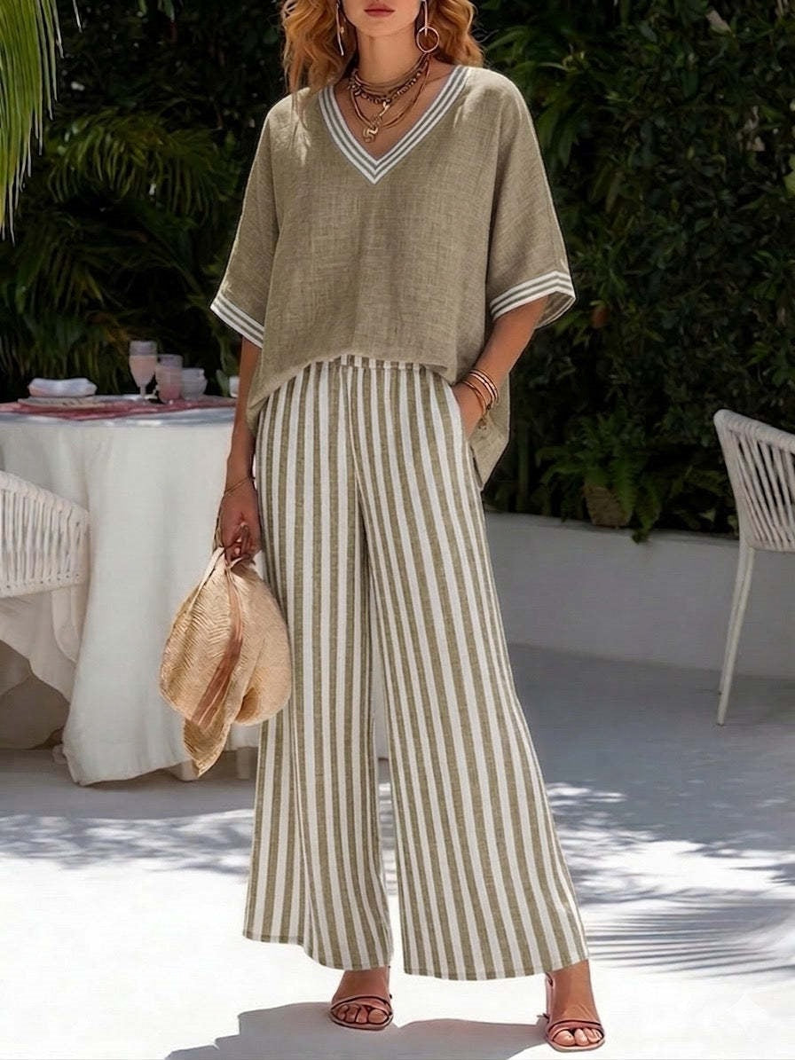 Women's Striped Casual Trousers Outfit