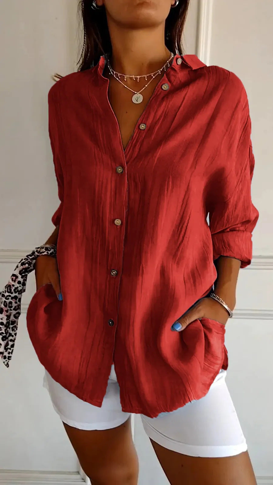 Women's Pleated Long Sleeve Shirt