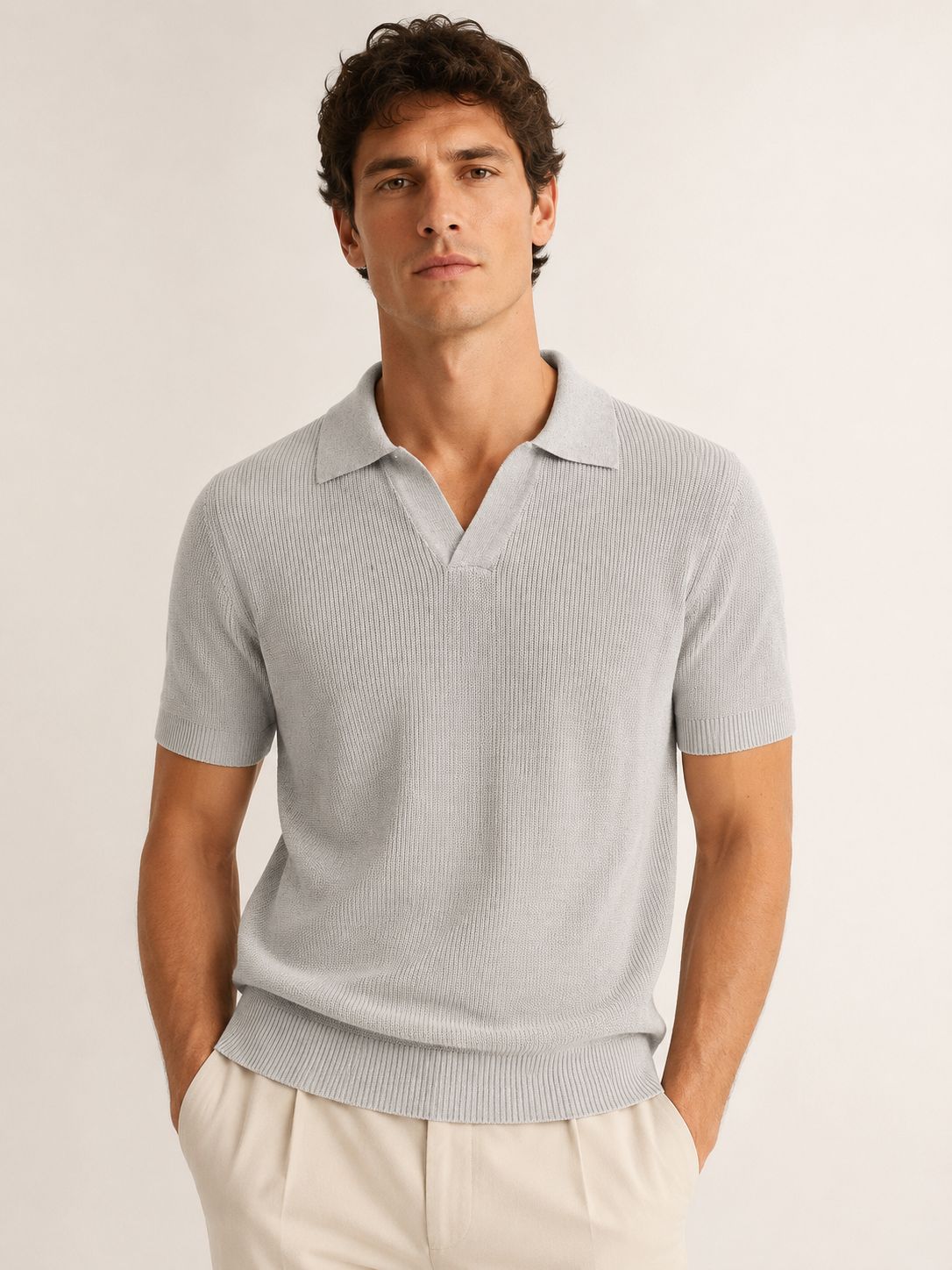 Men's Breathable Linen Blend Polo Shirt