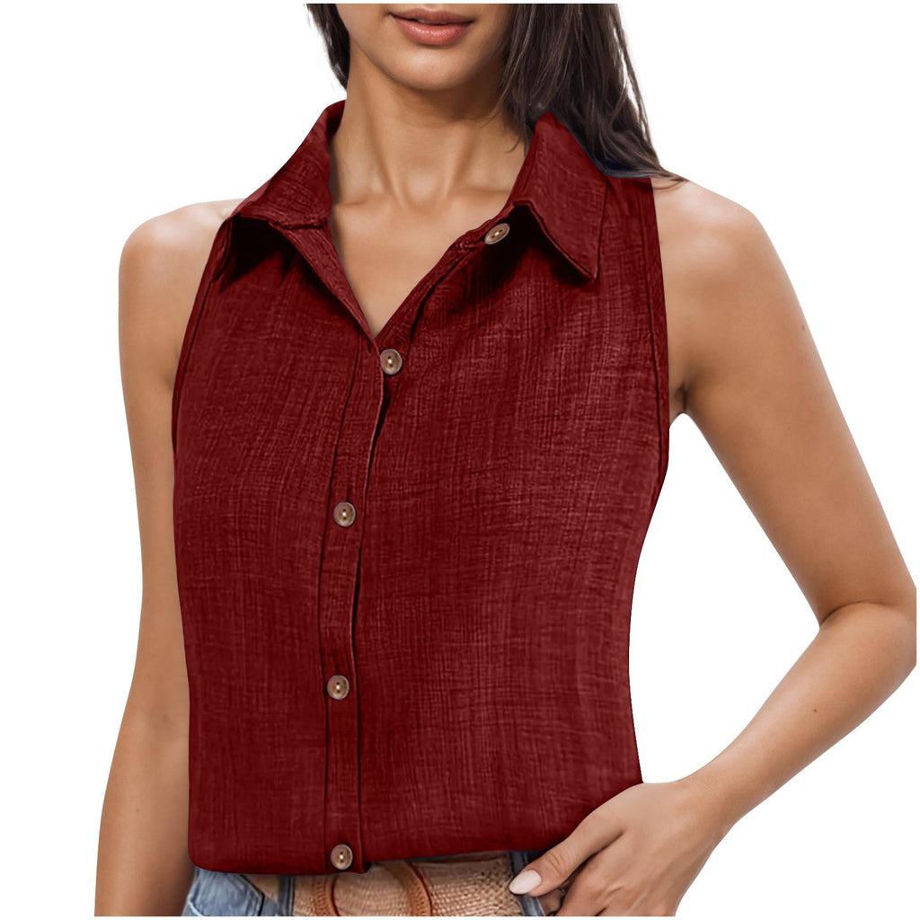 Women's Button Sleeveless Shirt