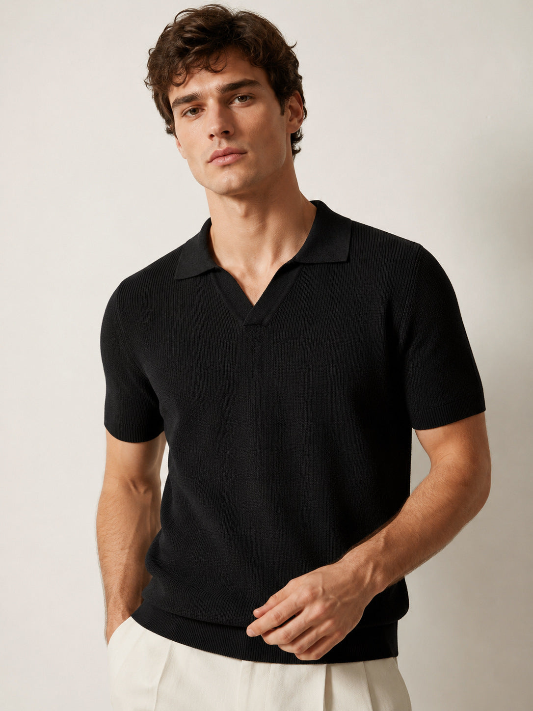 Men's Breathable Linen Blend Polo Shirt
