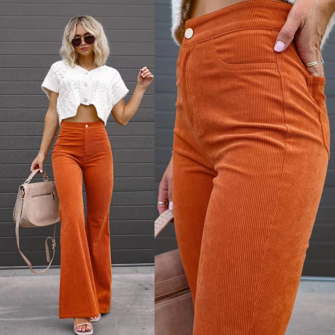 Women's Corduroy Slim-Fit Flared Trousers