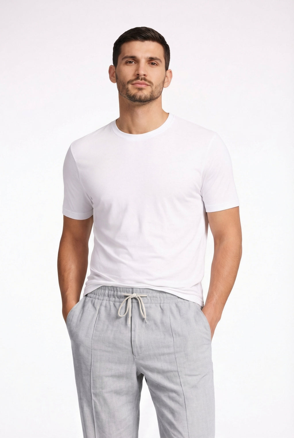 Men's Casual Linen Straight Pants Breathable Trendy Design