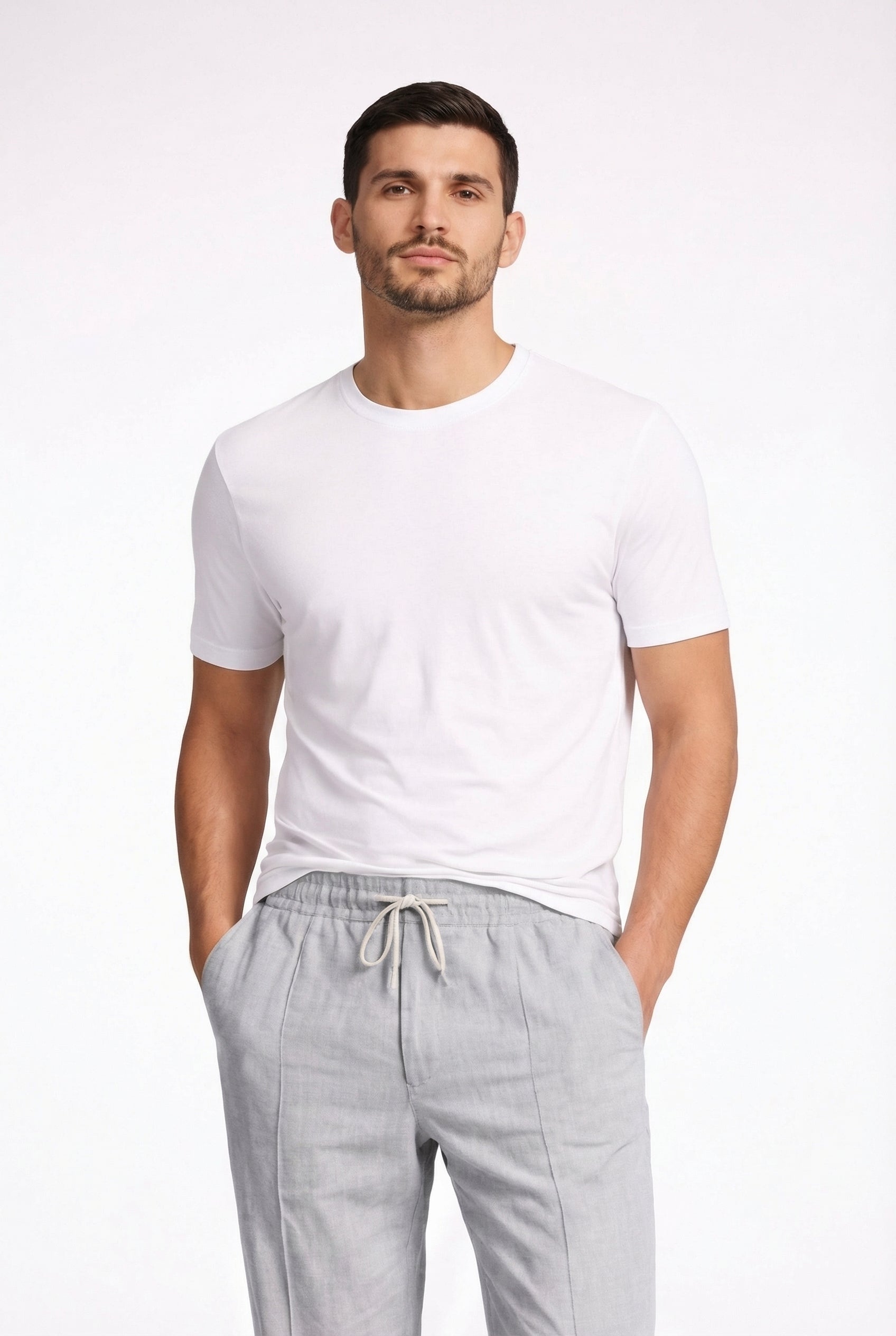 Men's Casual Linen Straight Pants Breathable Trendy Design