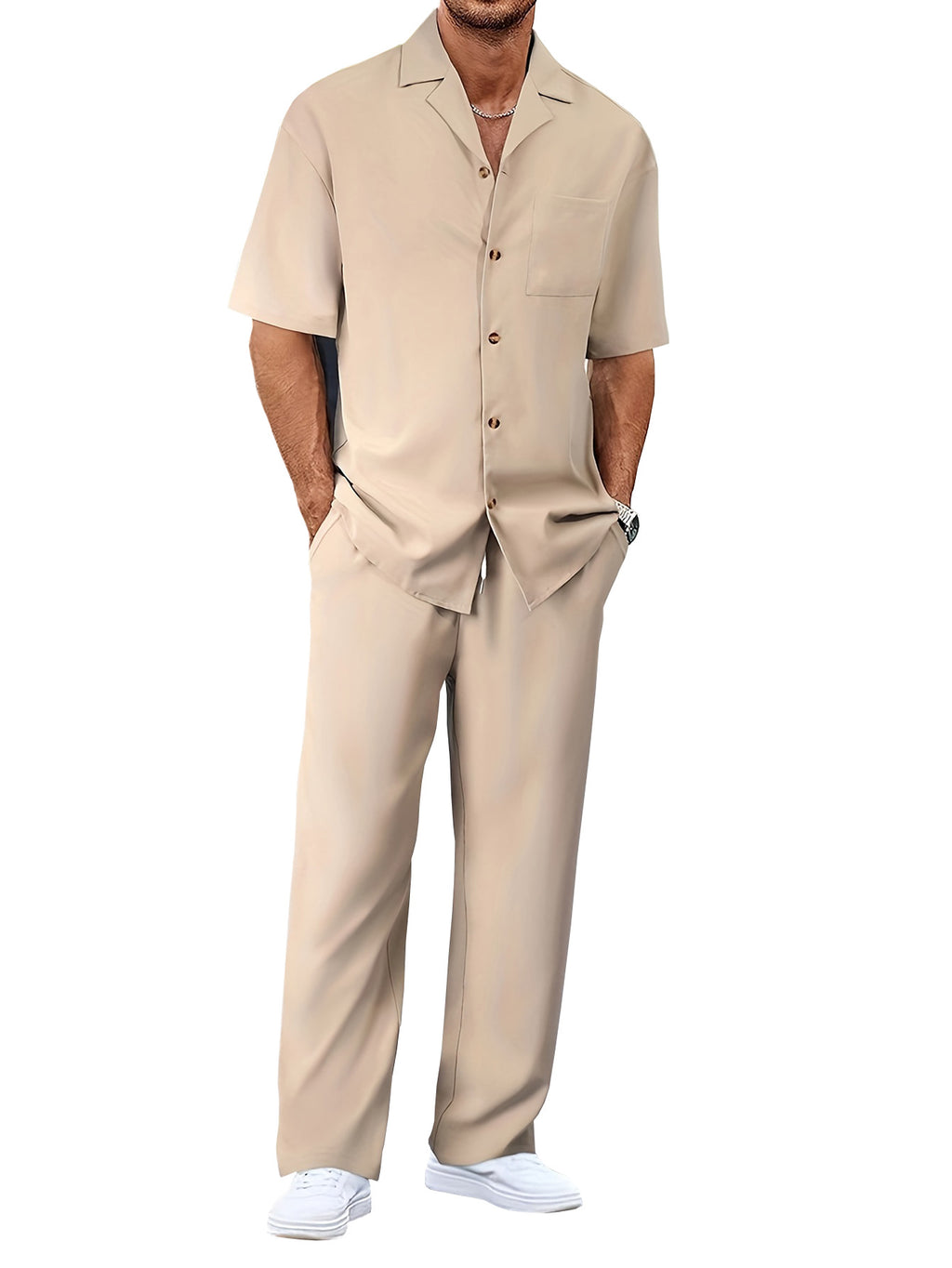 Men's Short Sleeve Shirt and Trousers Set