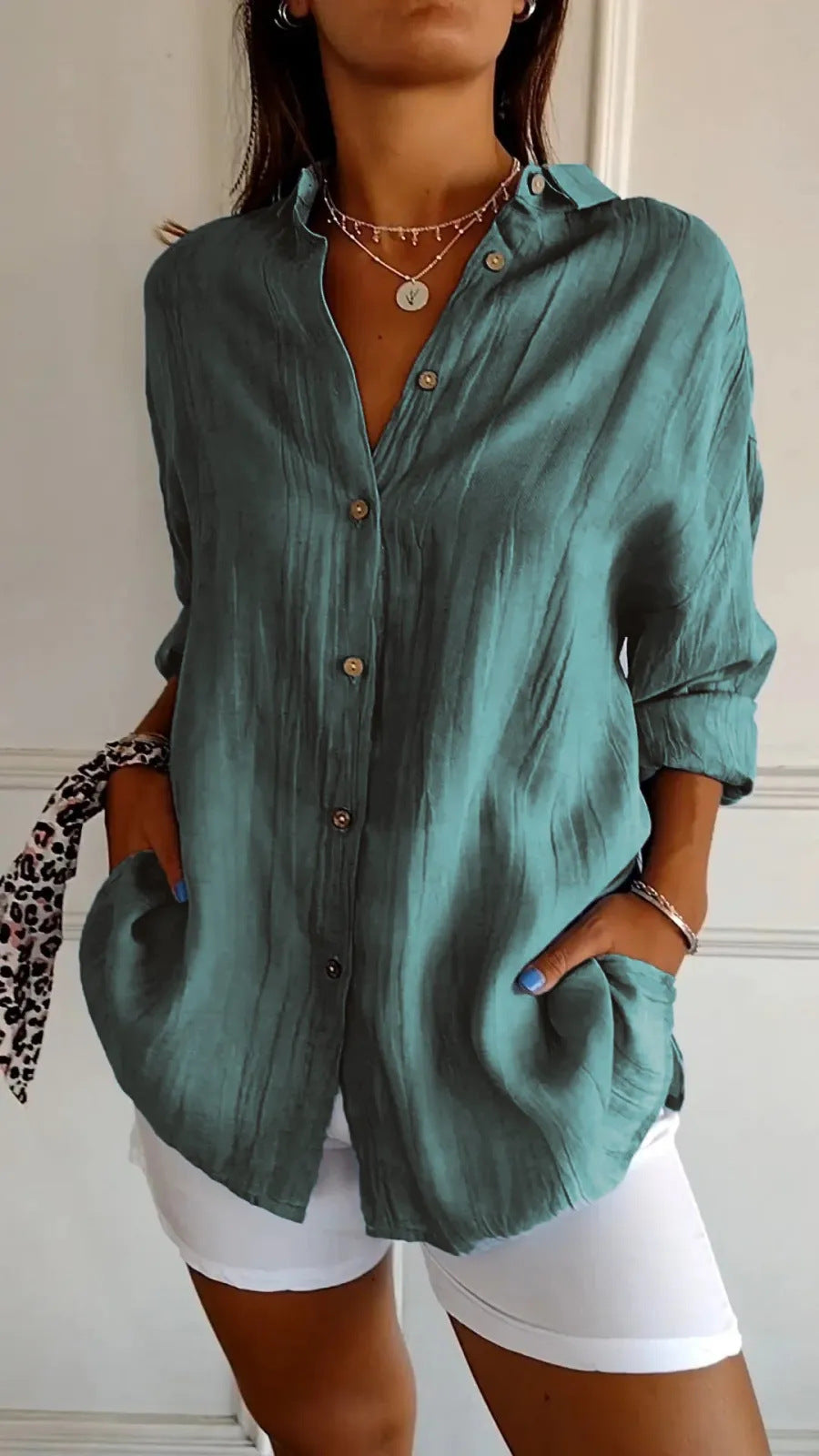Women's Pleated Long Sleeve Shirt