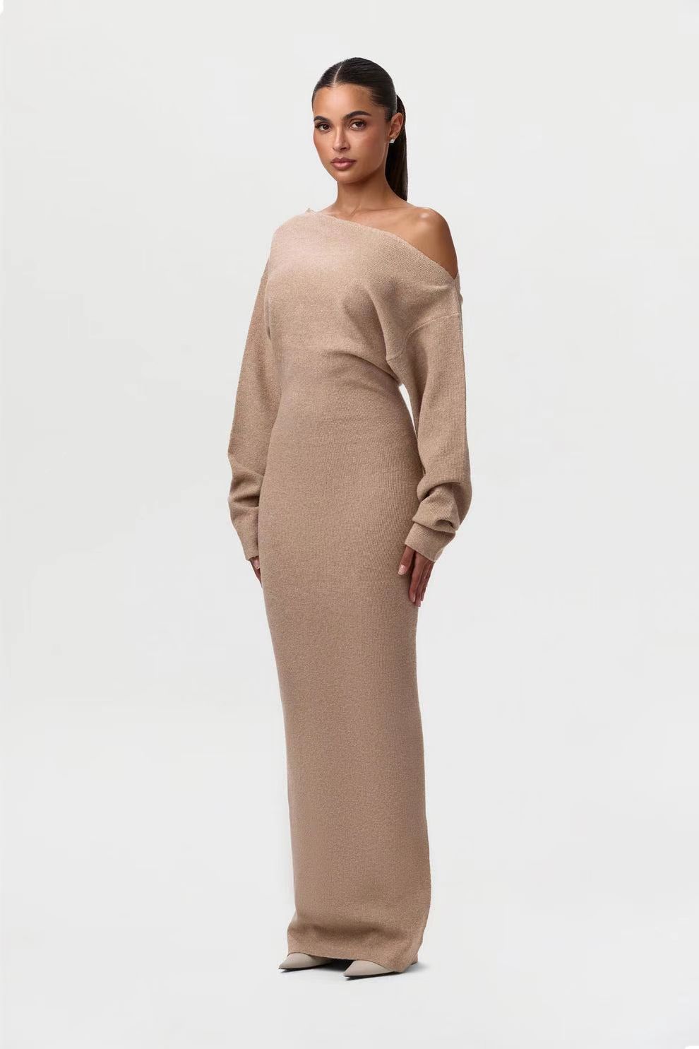 Women's Off-Shoulder Bodycon Long Sleeve Dress