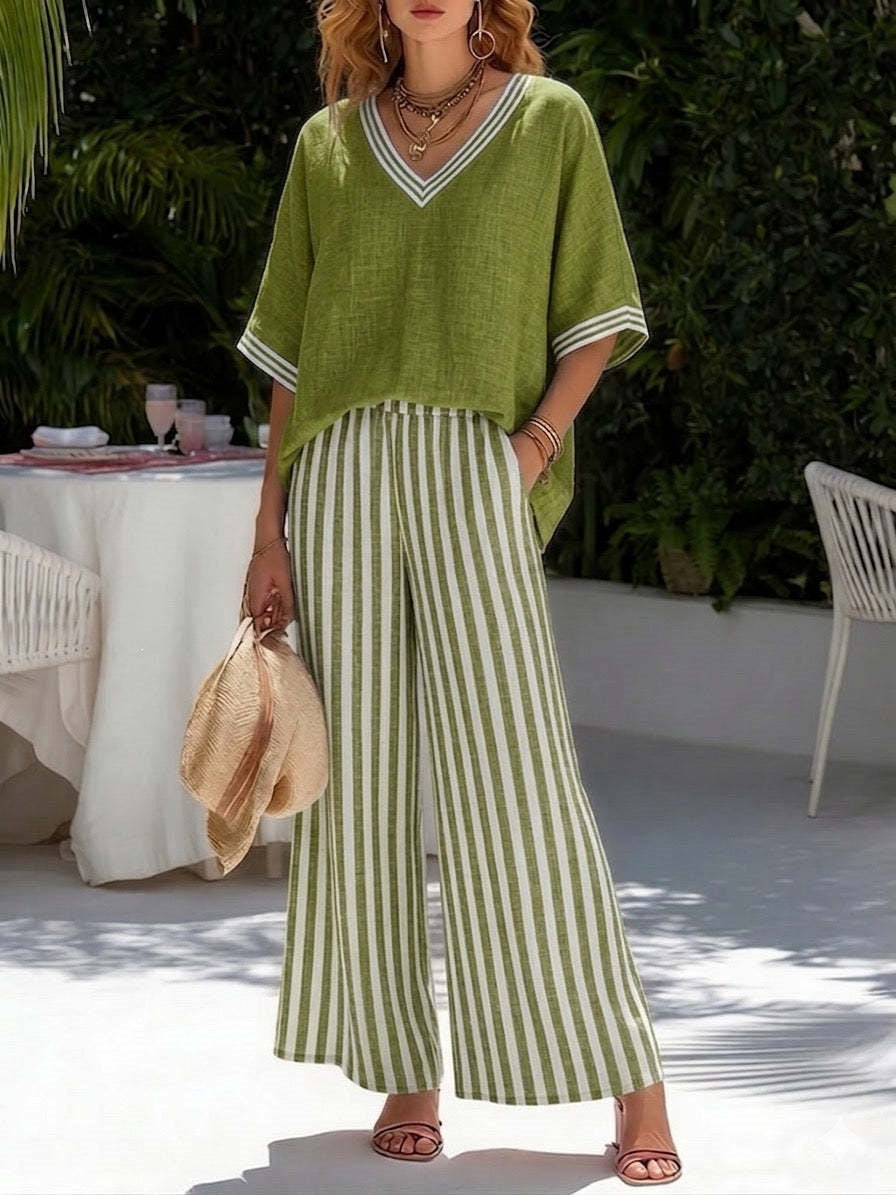 Women's Striped Casual Trousers Outfit