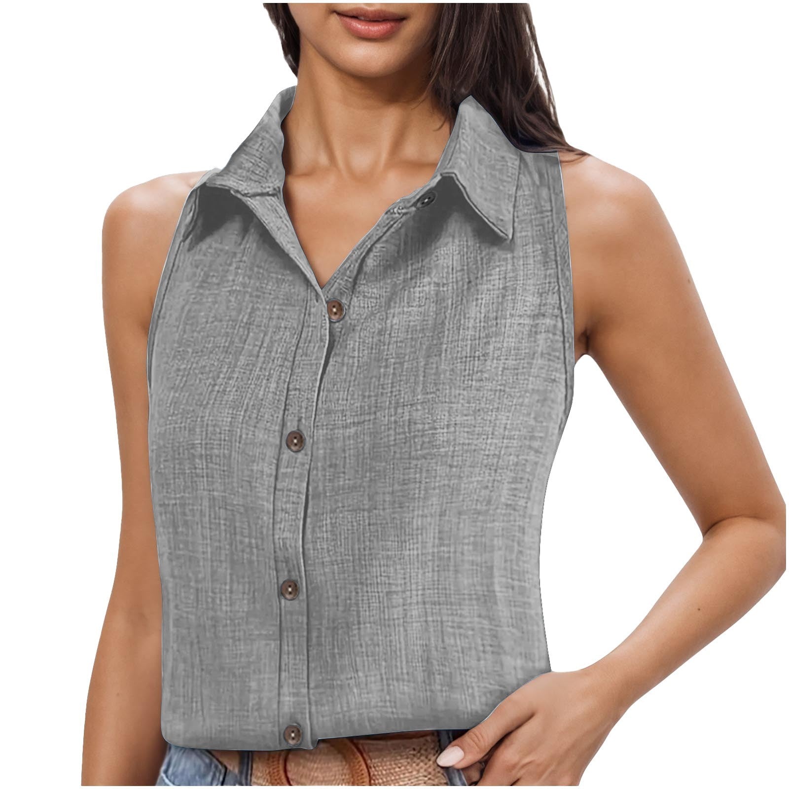 Women's Button Sleeveless Shirt