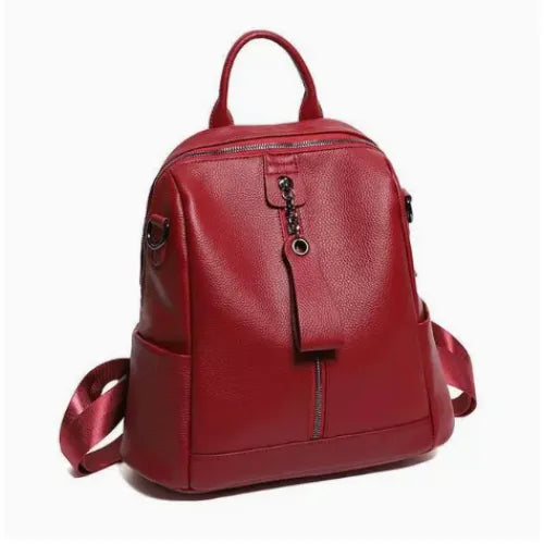 Lederrucksack für Damen mit mehreren Fächern