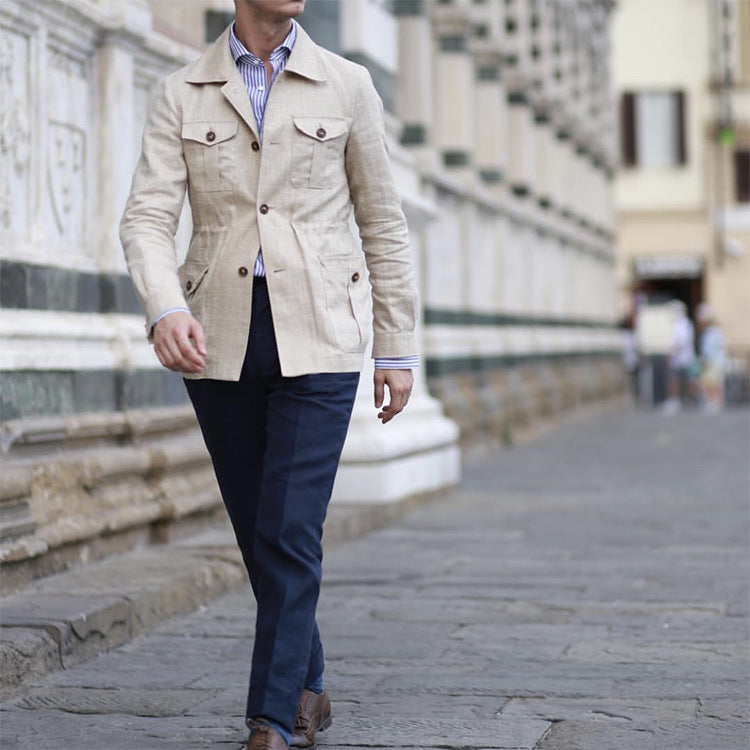 Men's Slim Fit Linen Jacket for Casual and Formal Wear