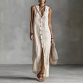 Women's Maxi Dress with Sleeveless Design