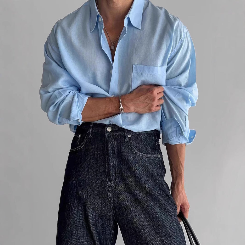 Men's Pocket Design Work Shirt Coat for Casual and Professional Wear