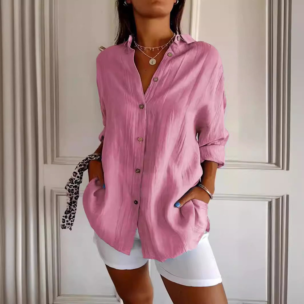 Women's Pleated Long Sleeve Shirt