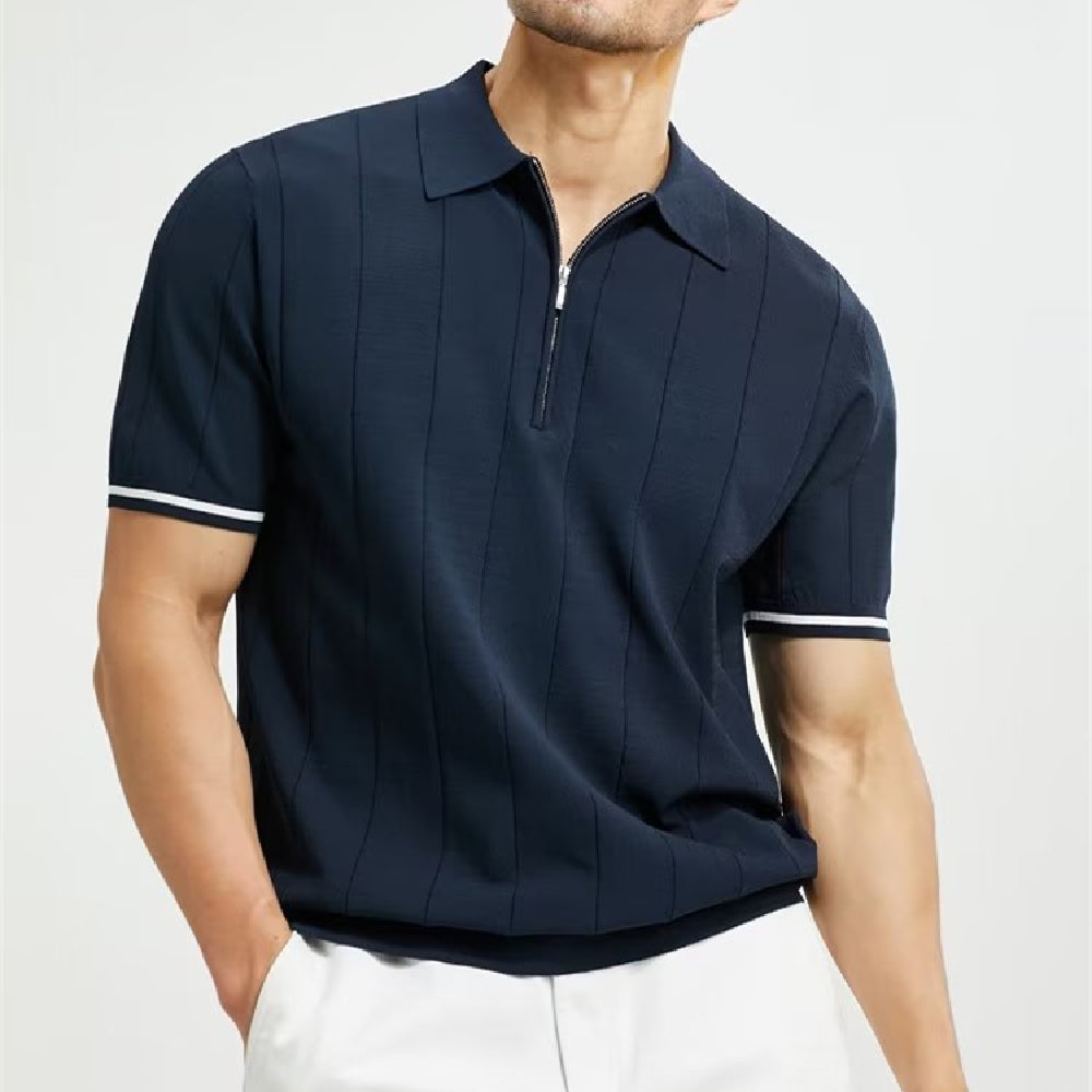 Men's Casual Polo Shirt with Zipper