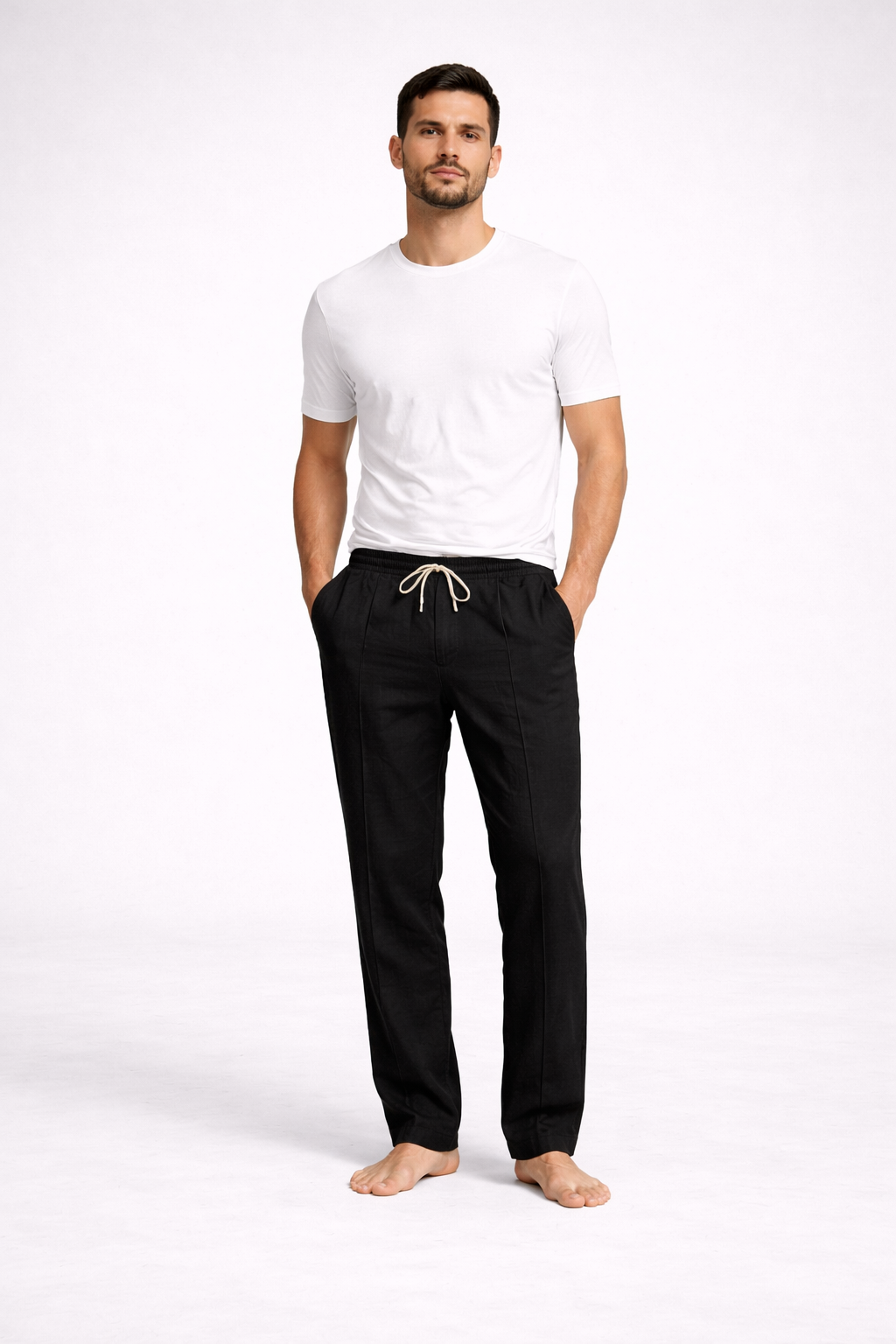 Men's Casual Linen Straight Pants Breathable Trendy Design